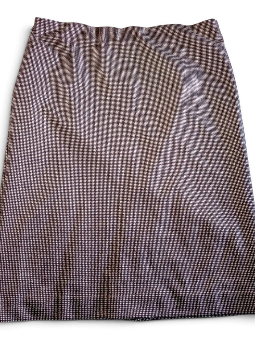 Ann Taylor Burgundy Cream Houndstooth Knit Pencil Skirt L